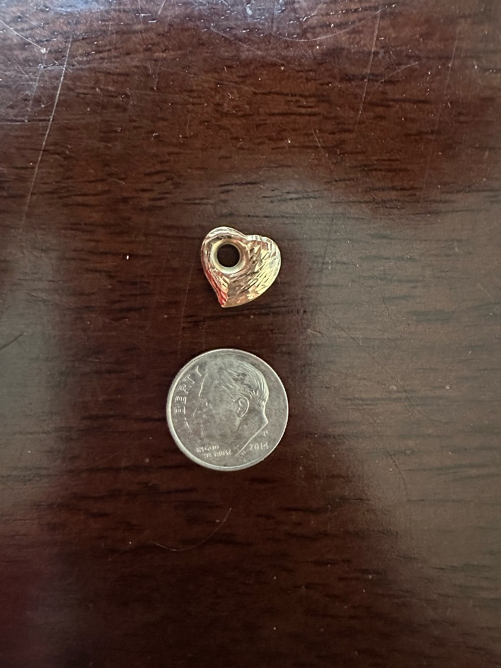 14k yellow gold puffy heart charm
